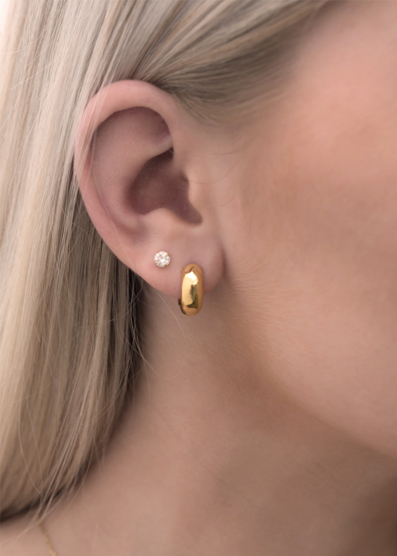 Chunky Gold Hoop Earrings Thick Gold Hoops Gold Hoop -   Hoop earrings  small, Chunky gold hoop earrings, Huggies earrings