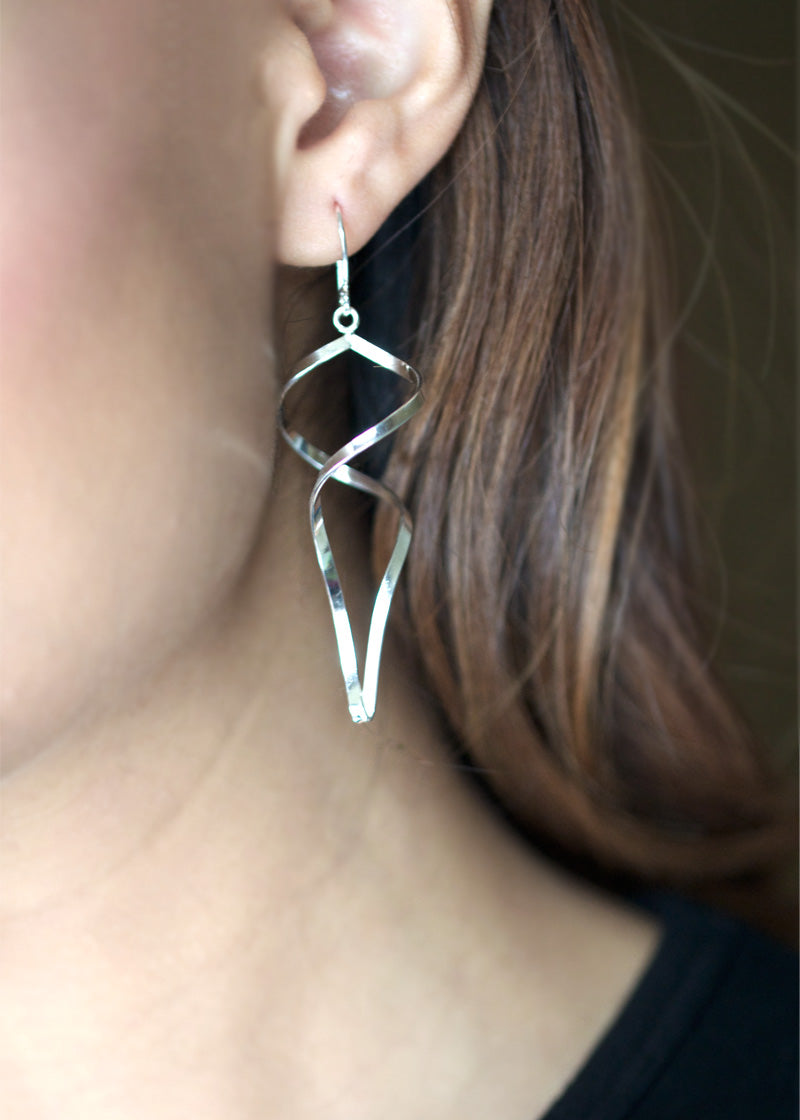 spiral earrings statement sterling silver