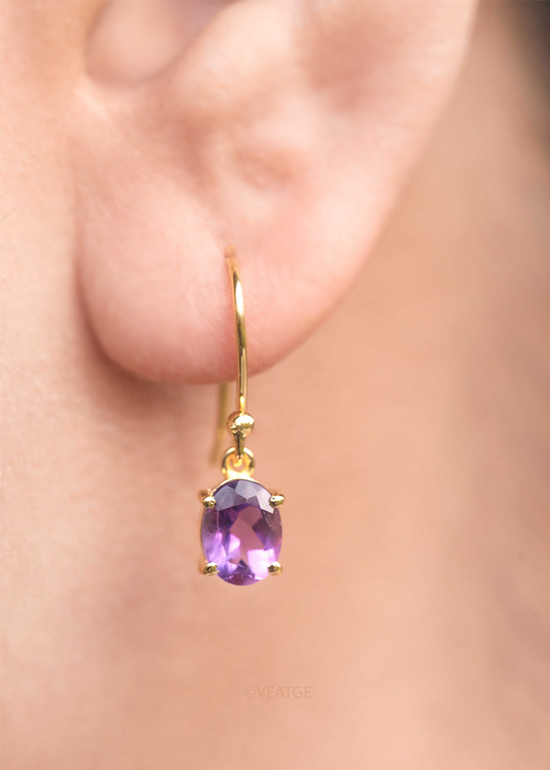 Amethyst Dangle Drop yellow gold Gifts for Women