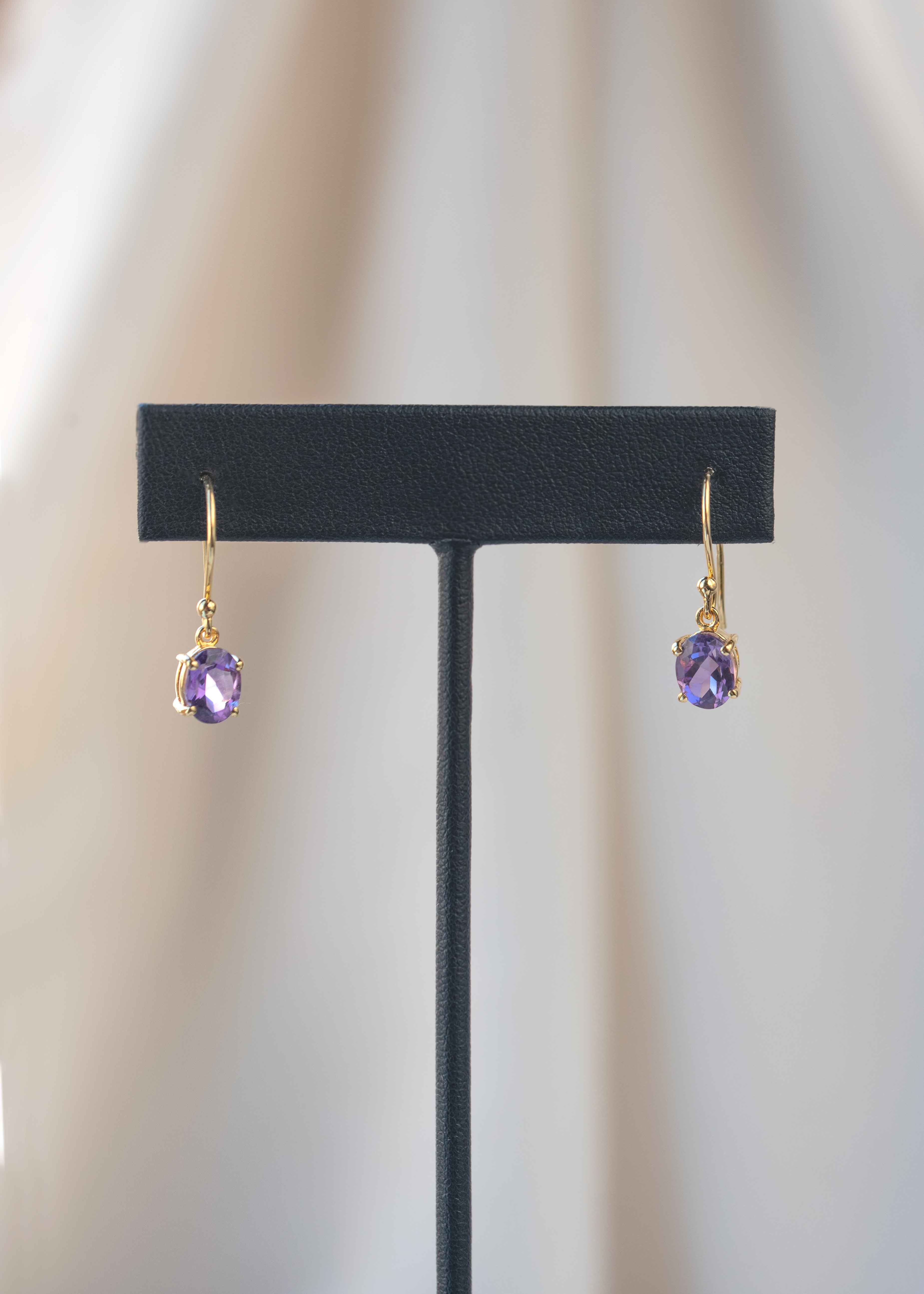 Amethyst Dangle Drop Earrings gold plated february birthstone gemstone light purple lavender  Gifts for Women