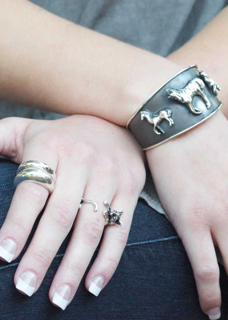 oxidized horse cuff