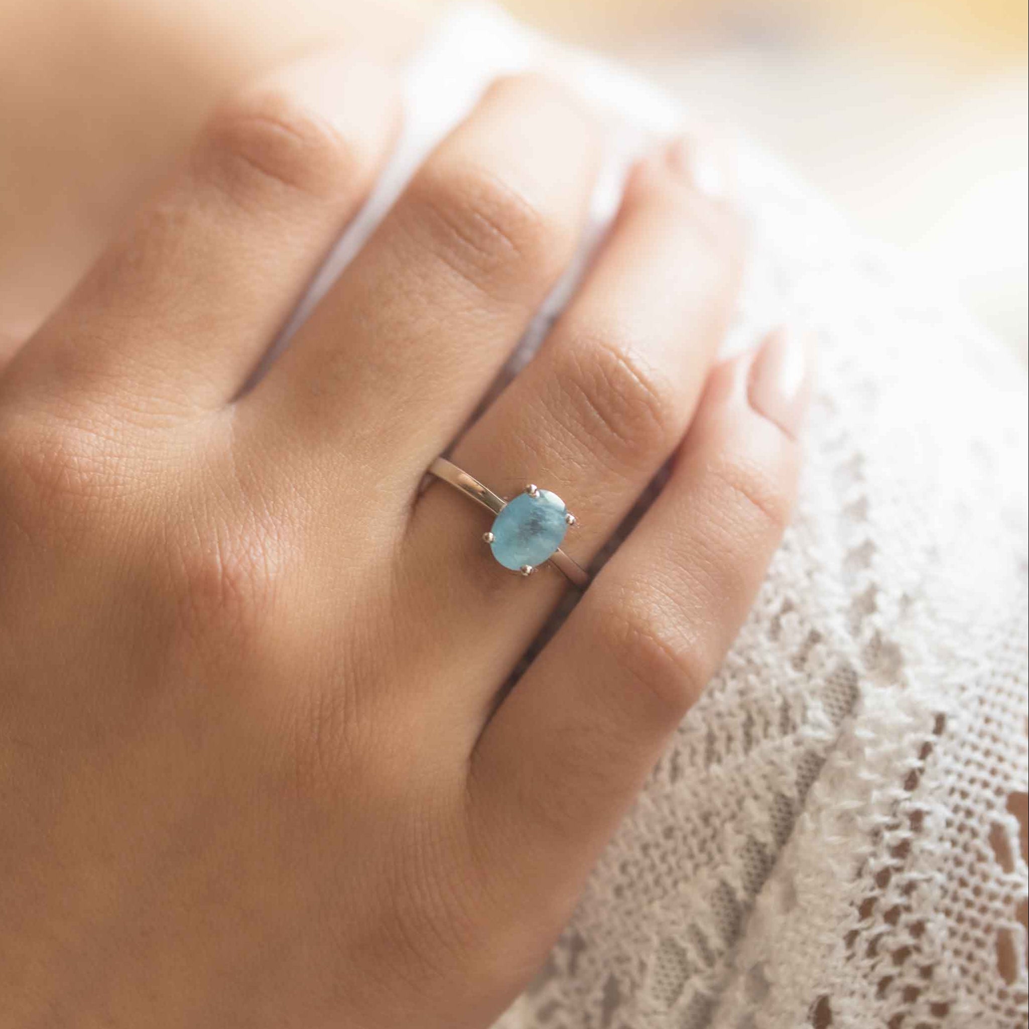 aquamarine silver ring