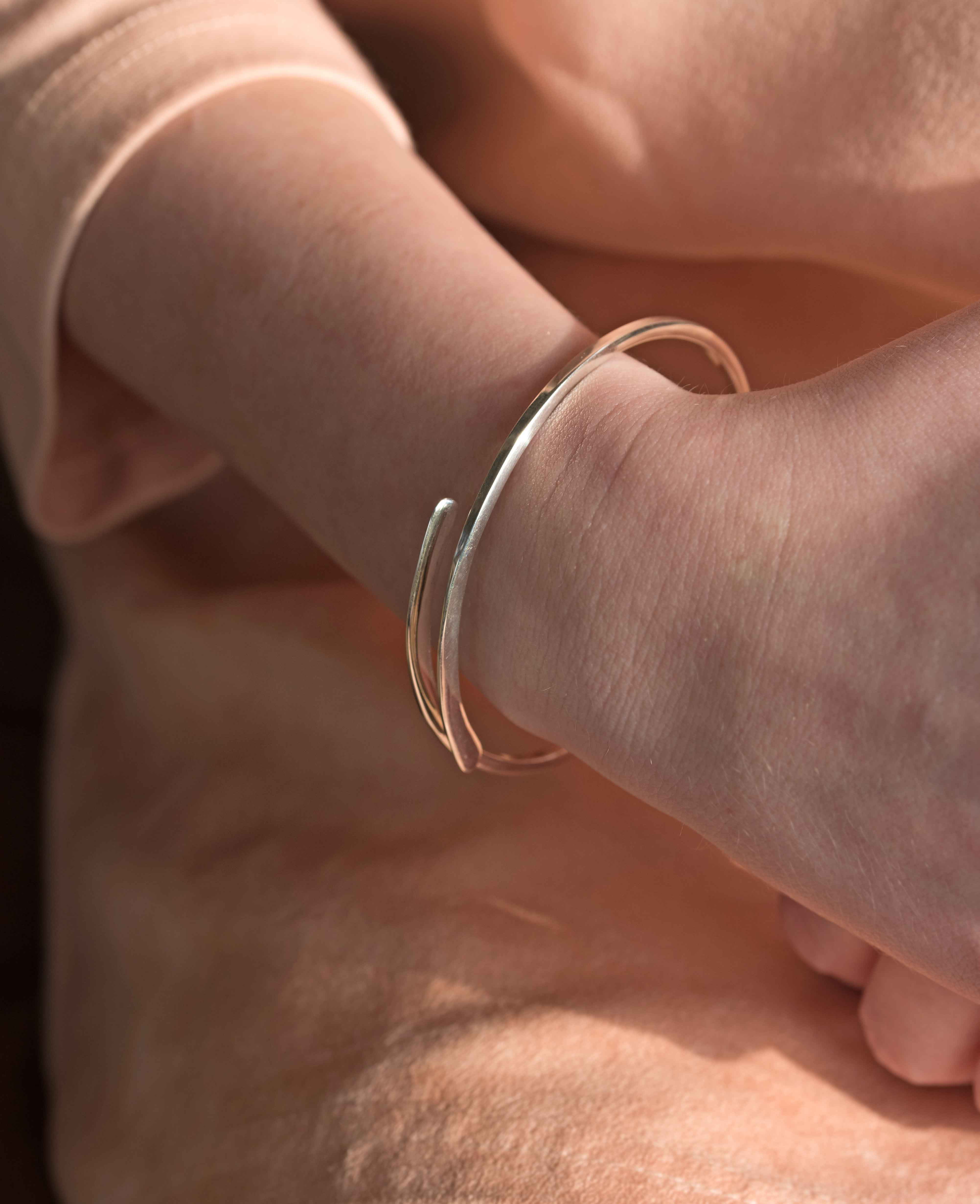 Sterling Silver Bangle Bracelet Adjustable gift for women