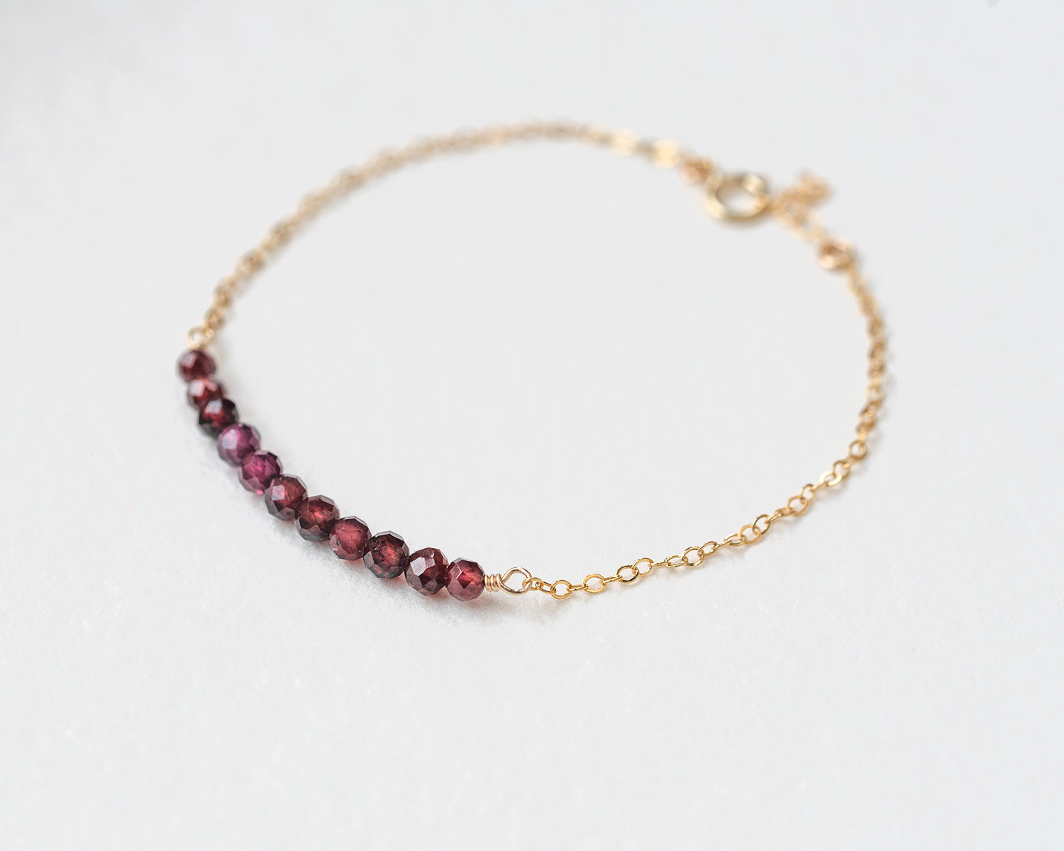 Delicate Garnet Bracelet Gold Handmade