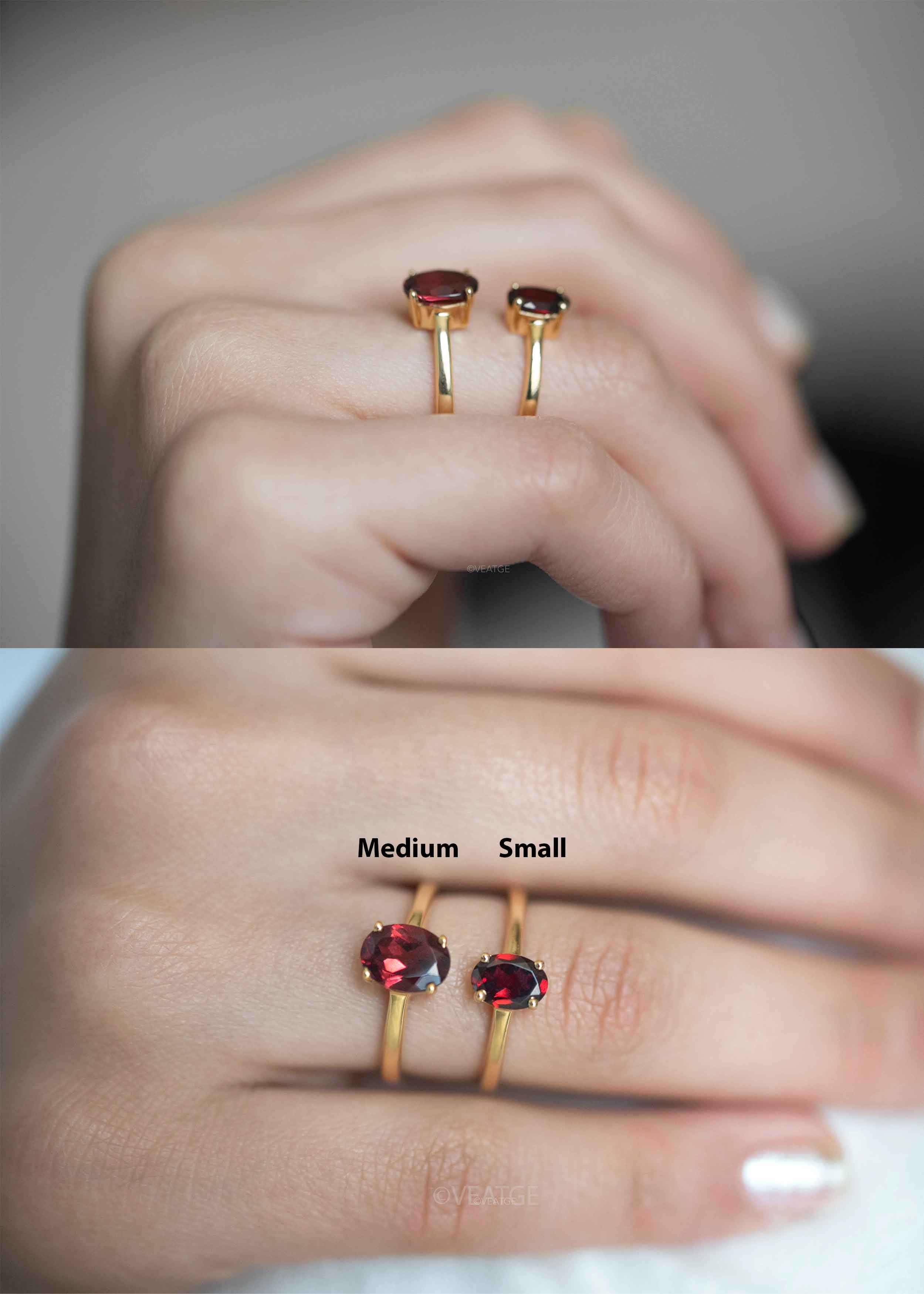 Garnet Rings Gold Vermeil Genuine natural red gemstone gifts for january birthstone women girls