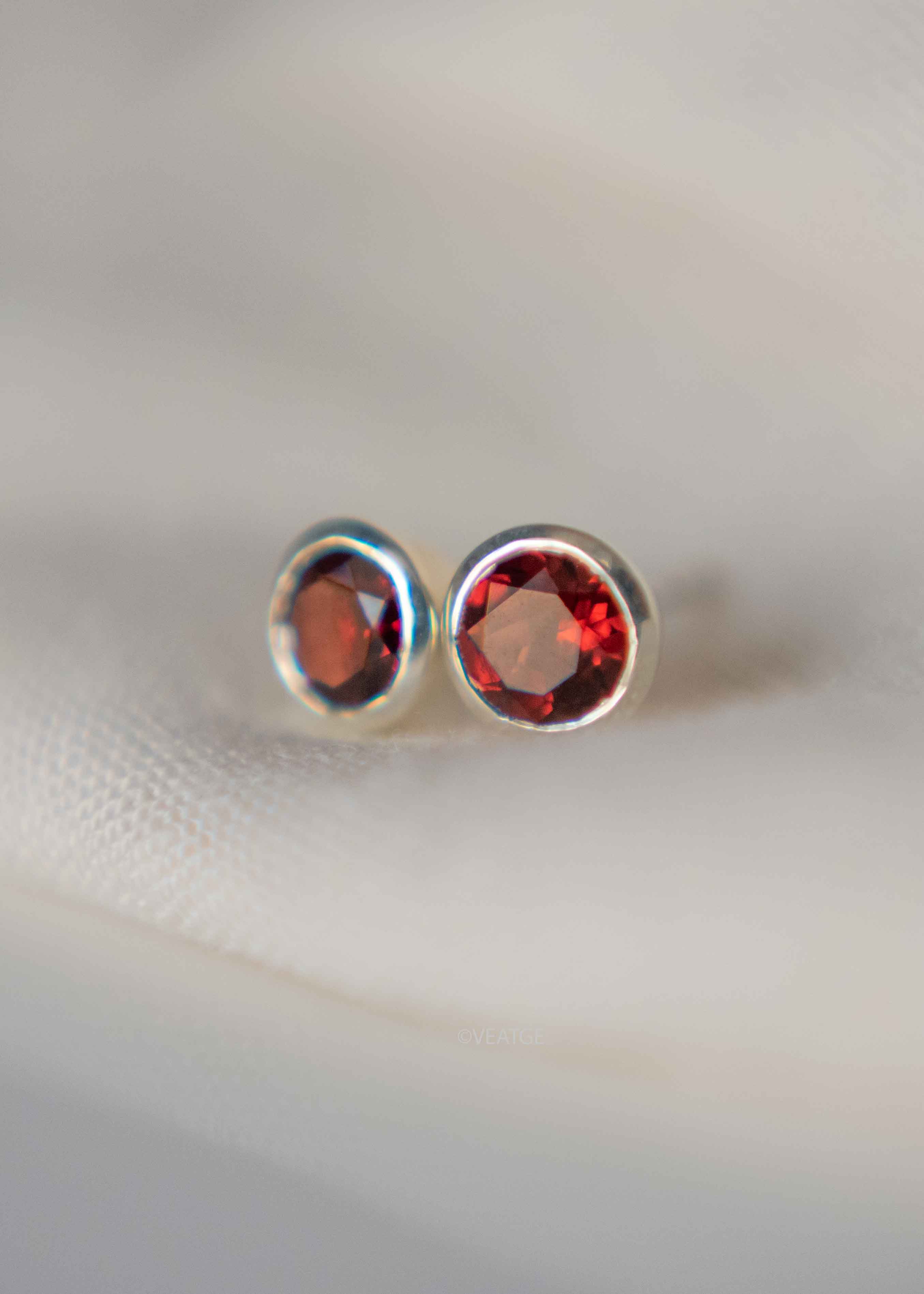 red garnet medium studs in sterling silver January birthstone sister mom best friend gift