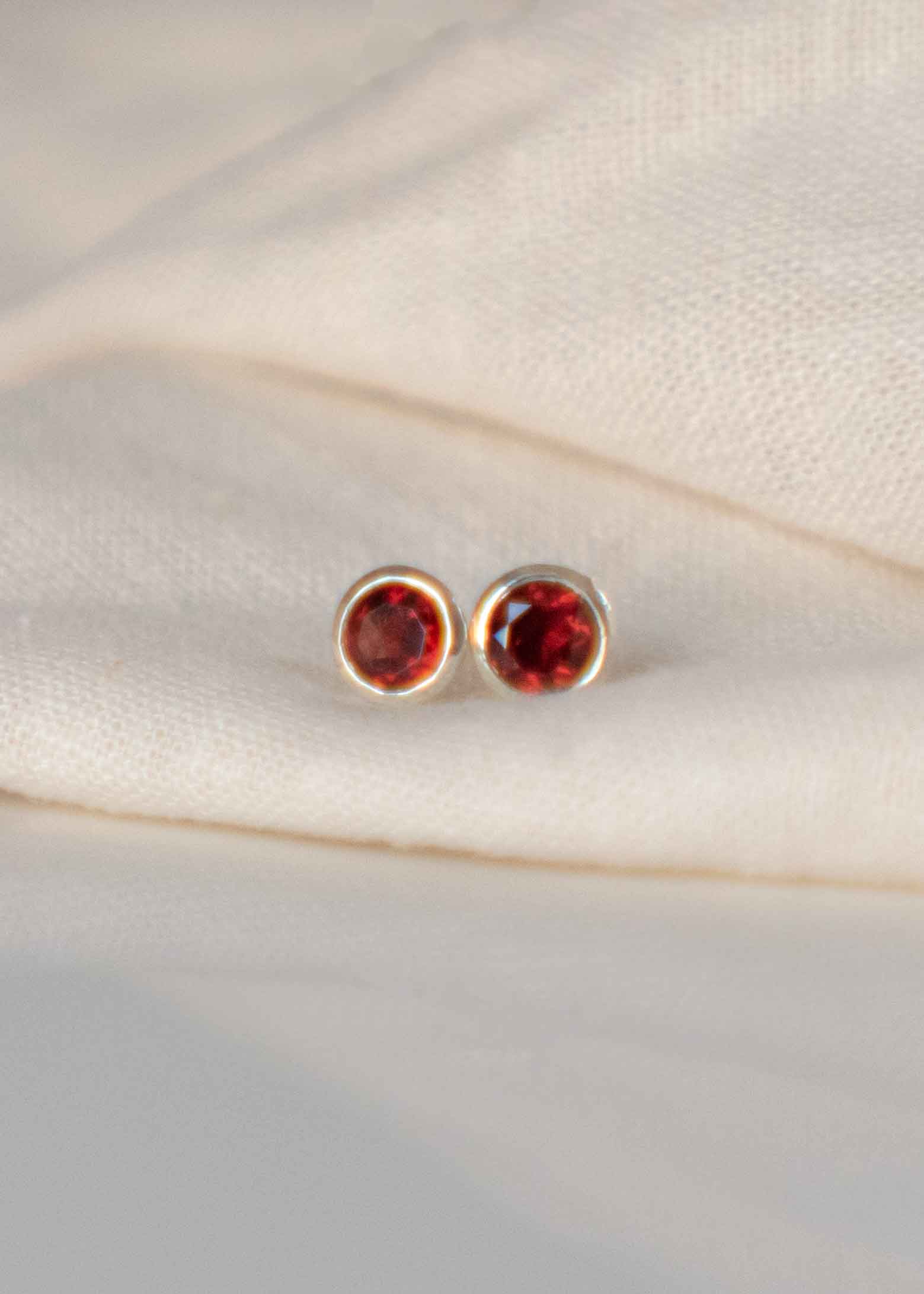 red garnet medium studs in sterling silver January birthstone sister mom best friend gift