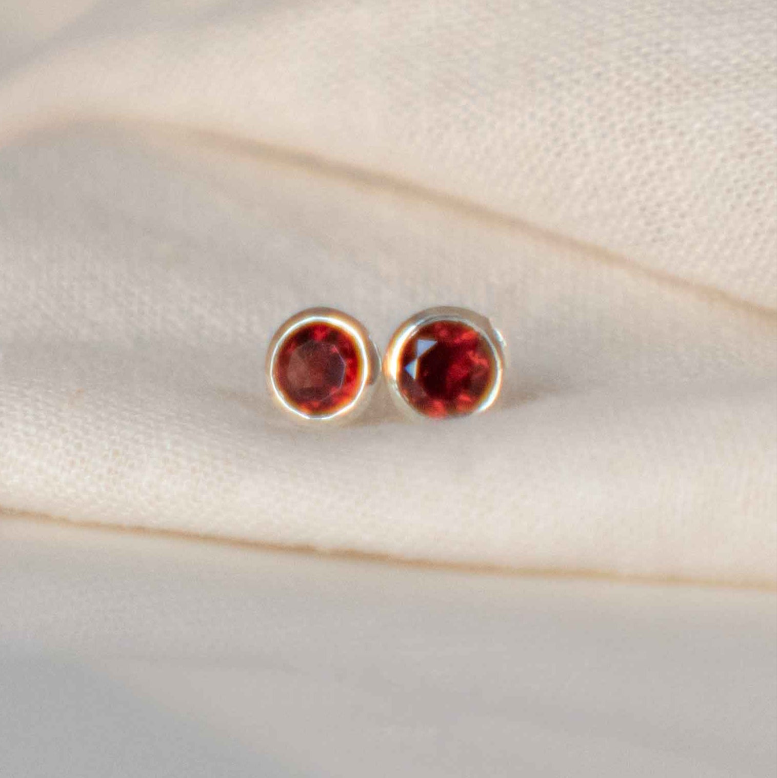red garnet medium studs in sterling silver January birthstone sister mom best friend gift
