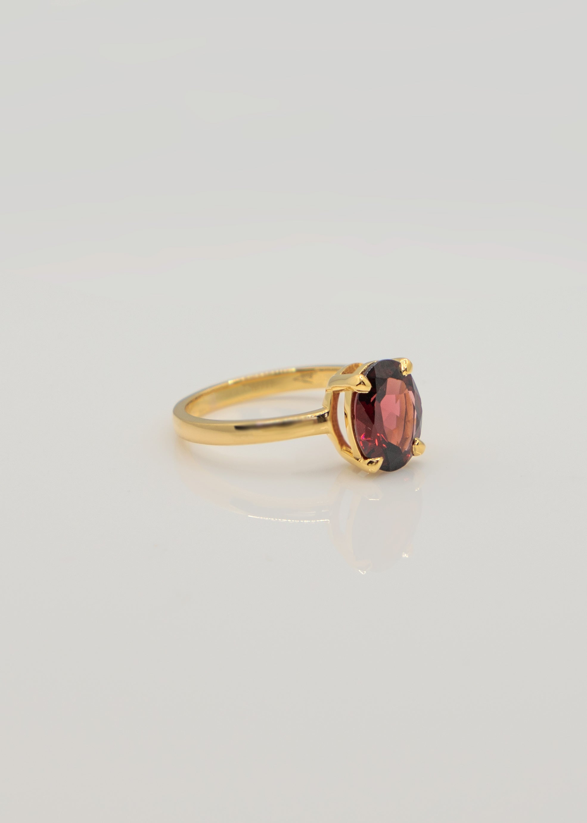 Genuine Red Garnet Natural Gemstone Gold Plated Vermeil high quality January birthstone ring gifts for women