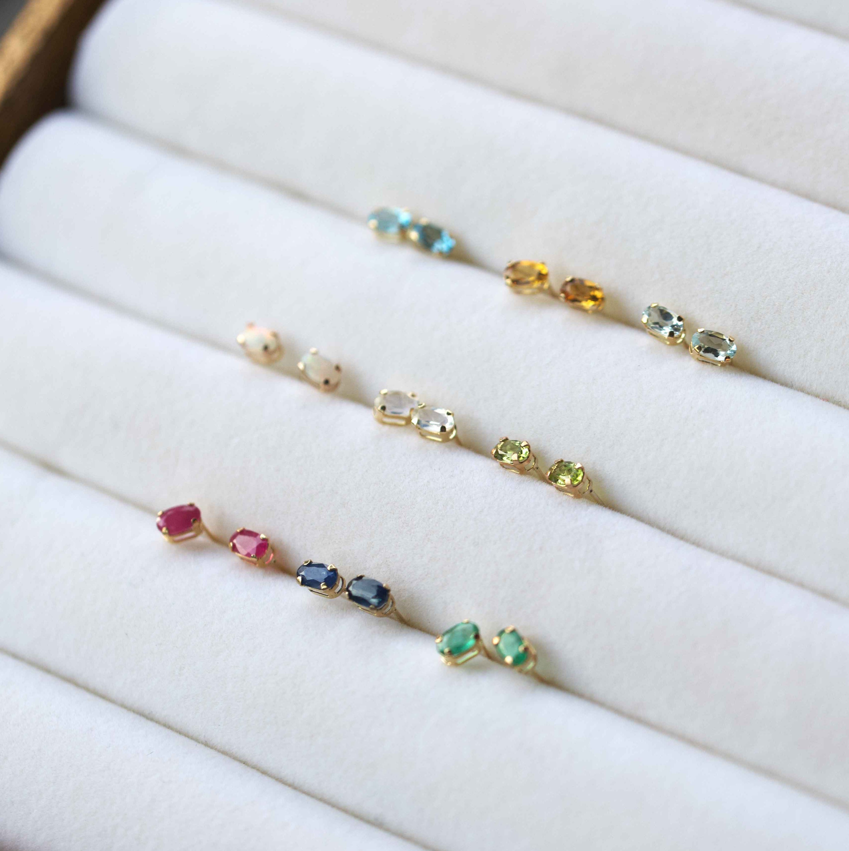 solid gold genuine gemstone stud earrings gifts for her