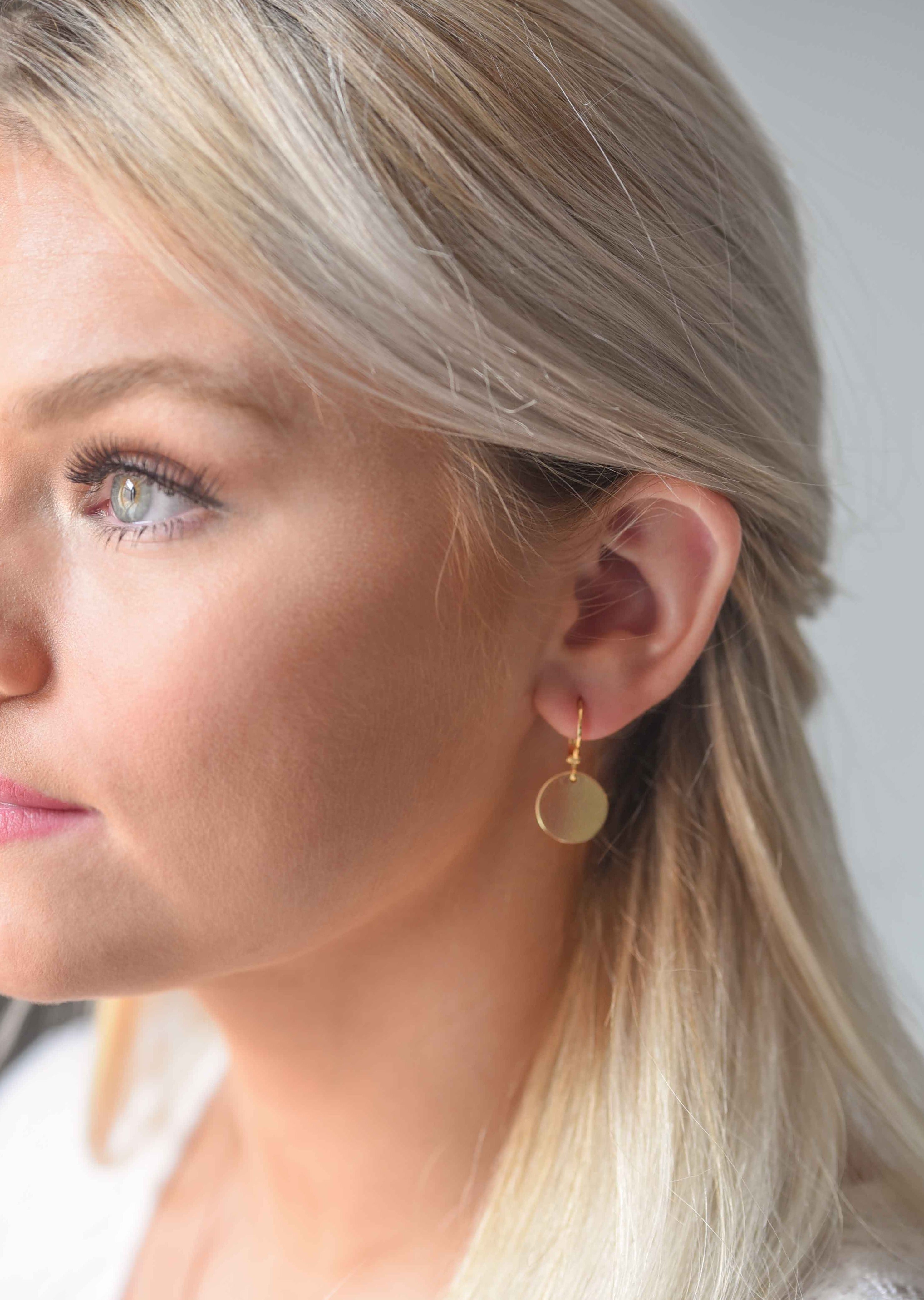 gold disc earrings gift for girls, bff gifts, hypoallergenic earrings