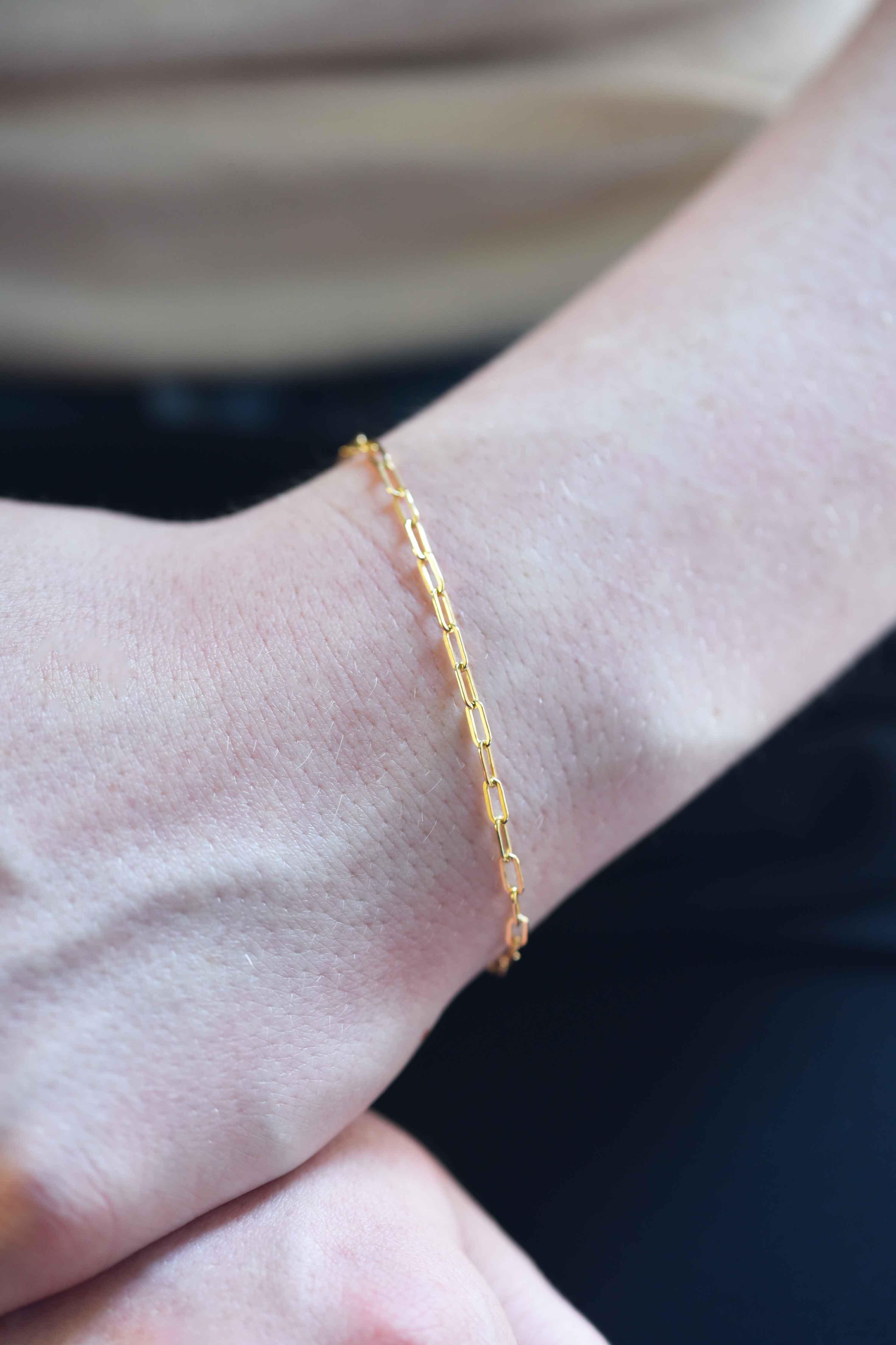 minimal gold stacking bracelet, rectangle link layering stacking minimalist 