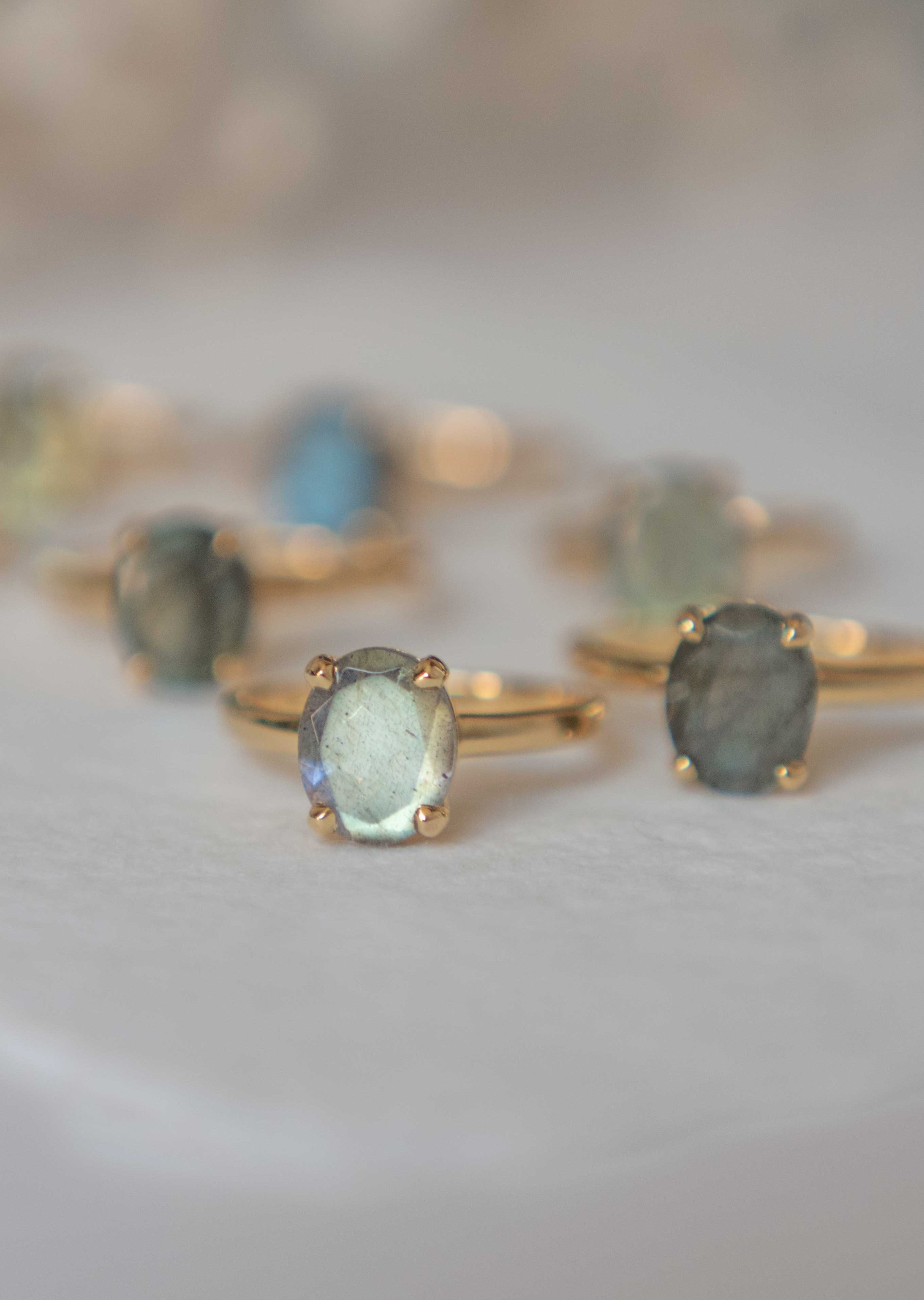 Large Statement Gold Raw Genuine Labradorite Ring in Gold Plated Vermeil Sterling Silver