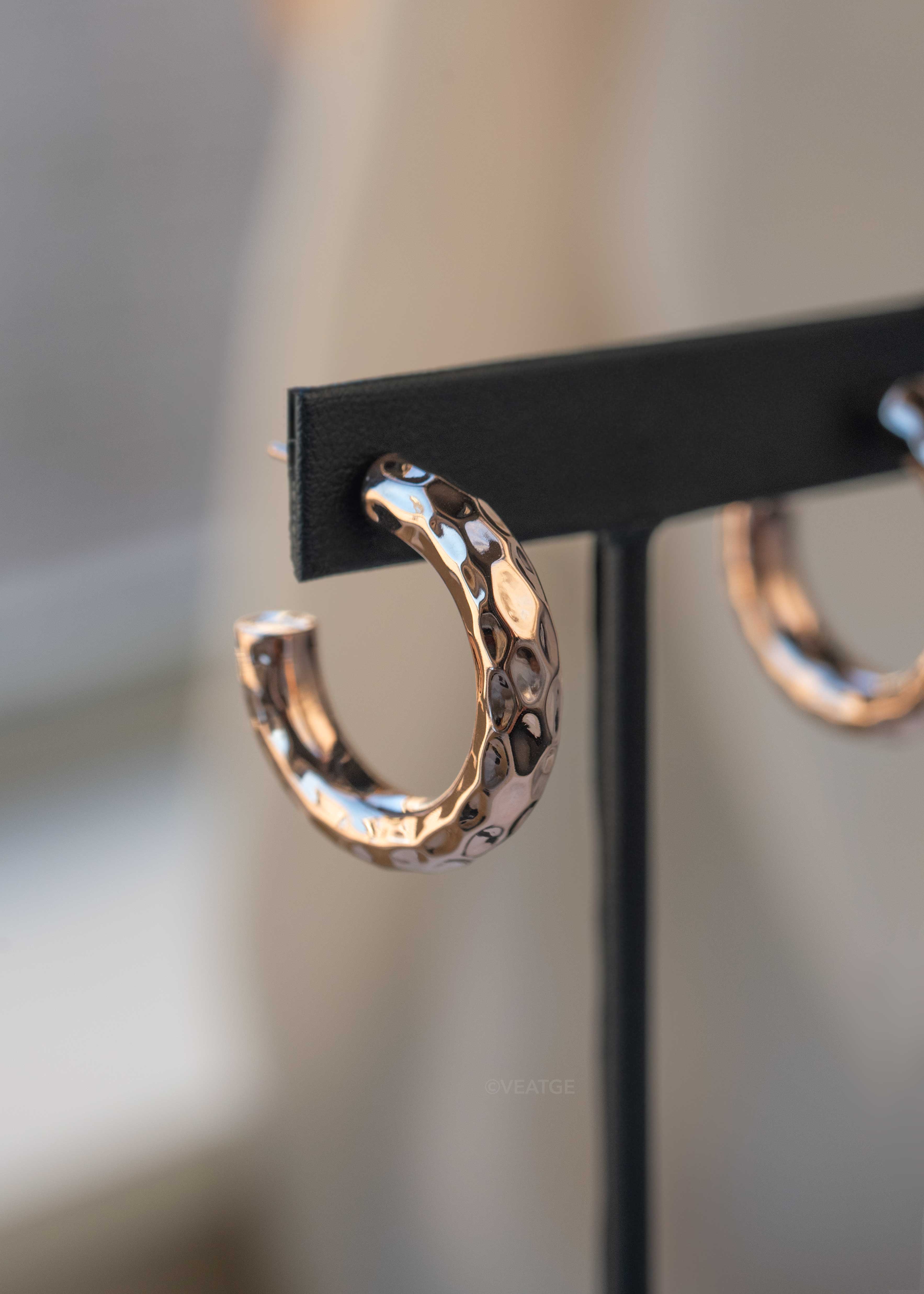 rose gold chunky medium handmade hoop earrings for women classic and timeless