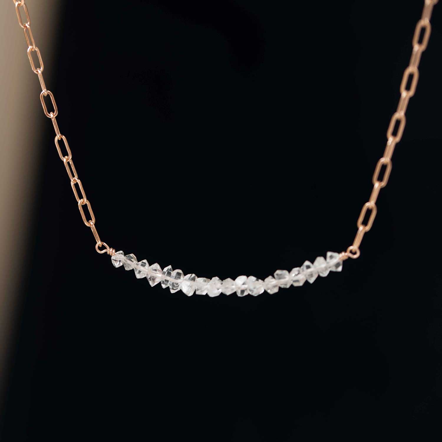 herkimer necklace gold sparkle bridal delicate gifts, raw diamond bridal necklace gifts for women, real herkimer necklace