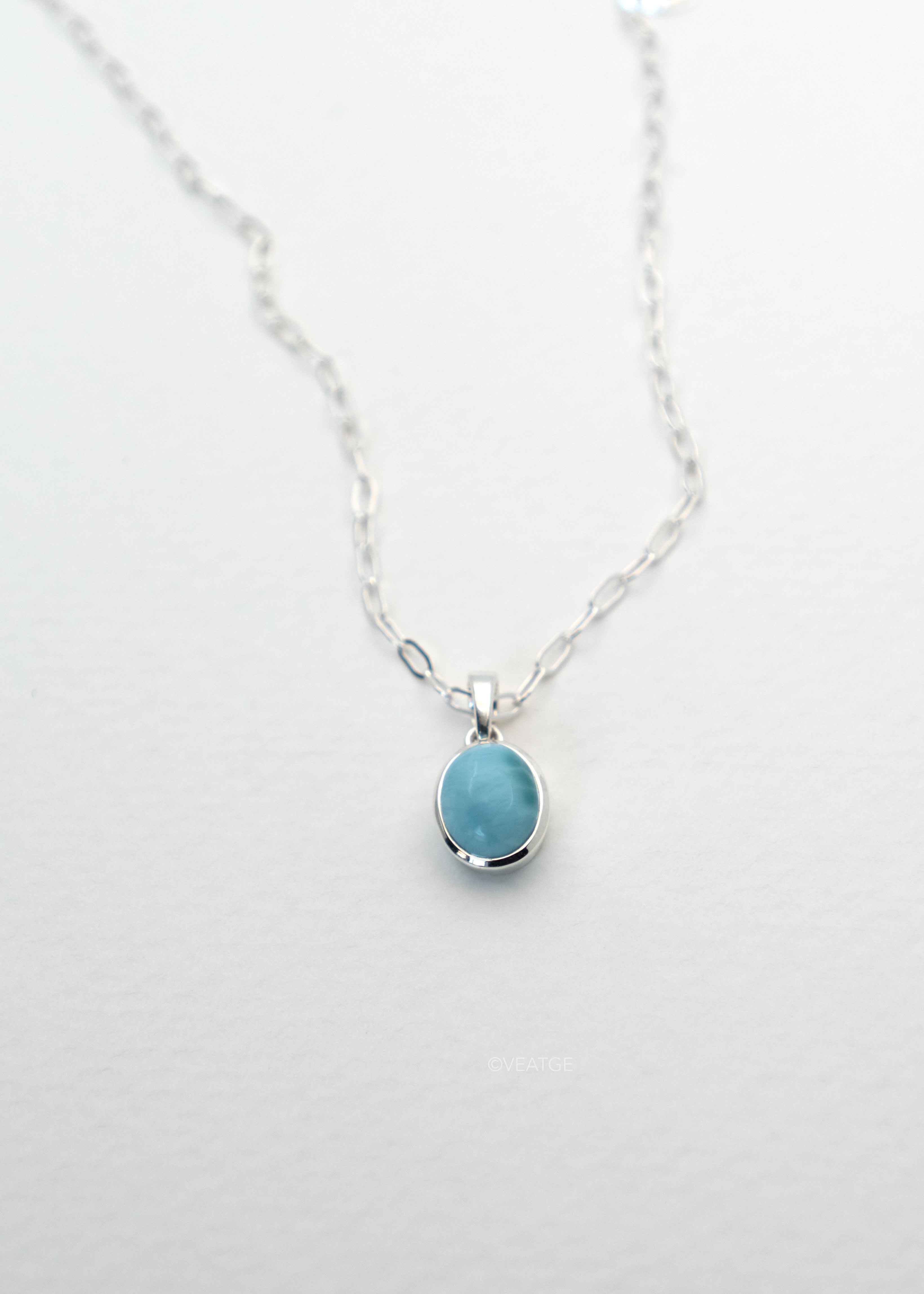 Natural Genuine Larimar Necklace in Sterling Silver Gifts for women
