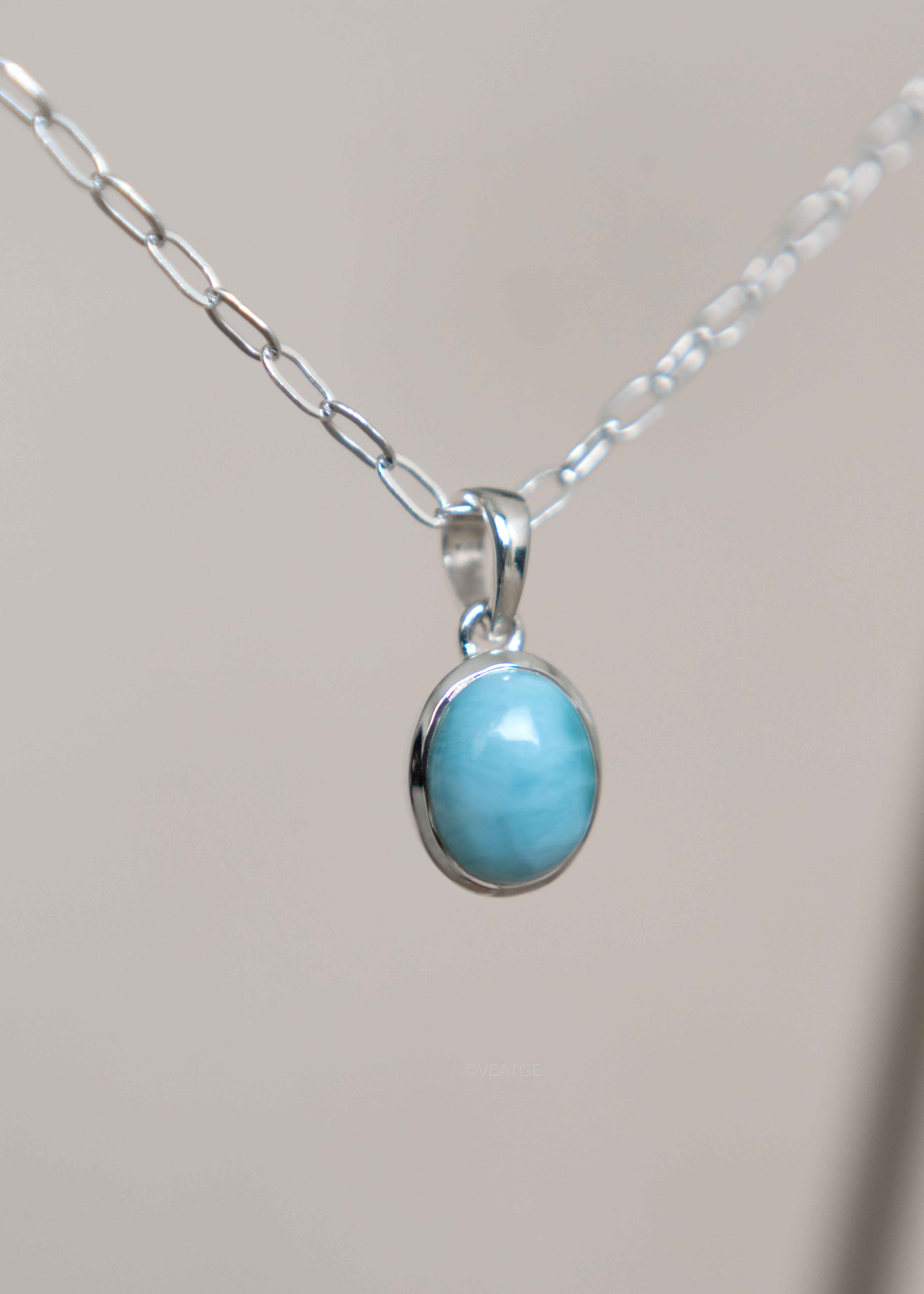 Natural Genuine Larimar Necklace in Sterling Silver Gifts for women
