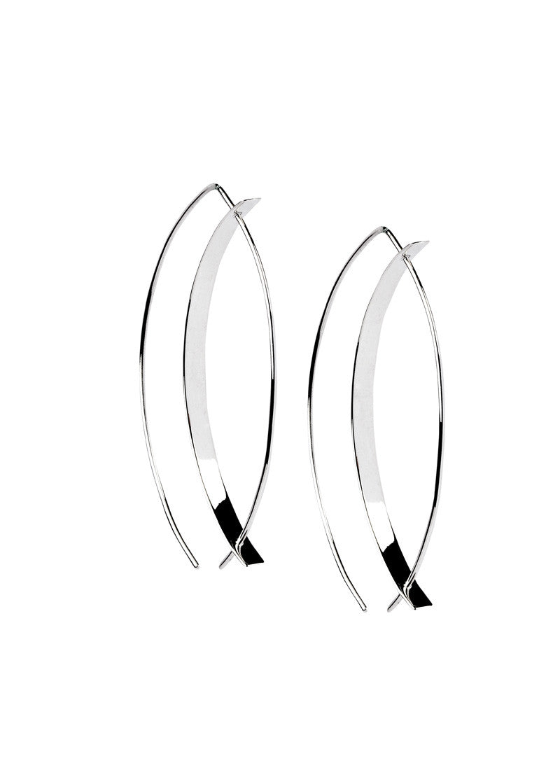 Unique Statement Silver Earrings Modern Geometric Hoops