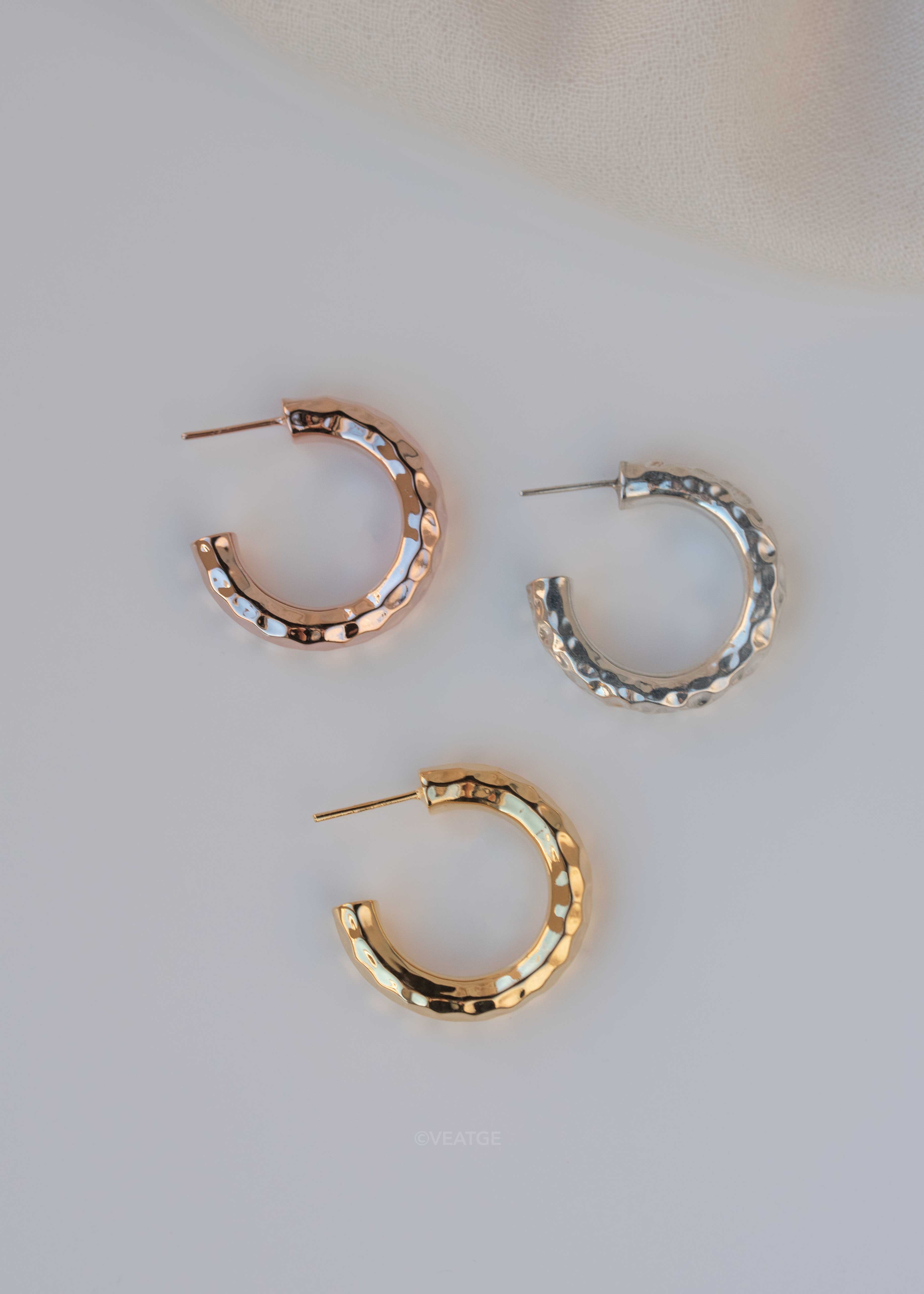 Sterling Silver and gold large medium handmade hoop earrings for women classic and timeless