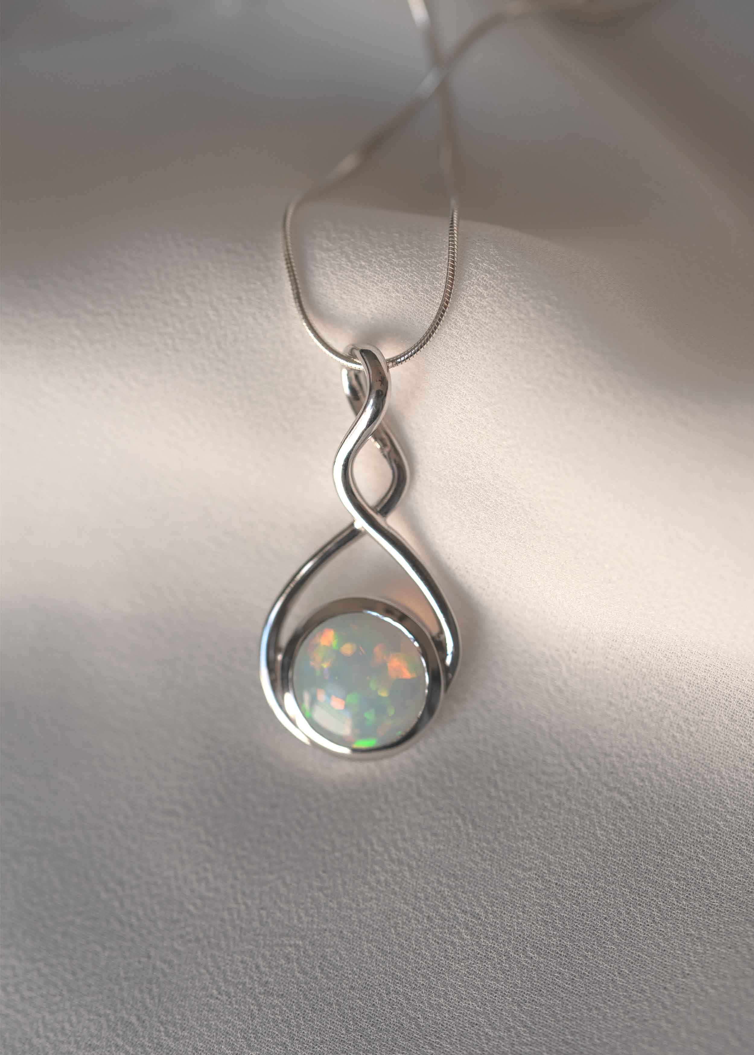 Unique Opal Necklace in sterling silver Best Gifts for Mom Wife Gifts