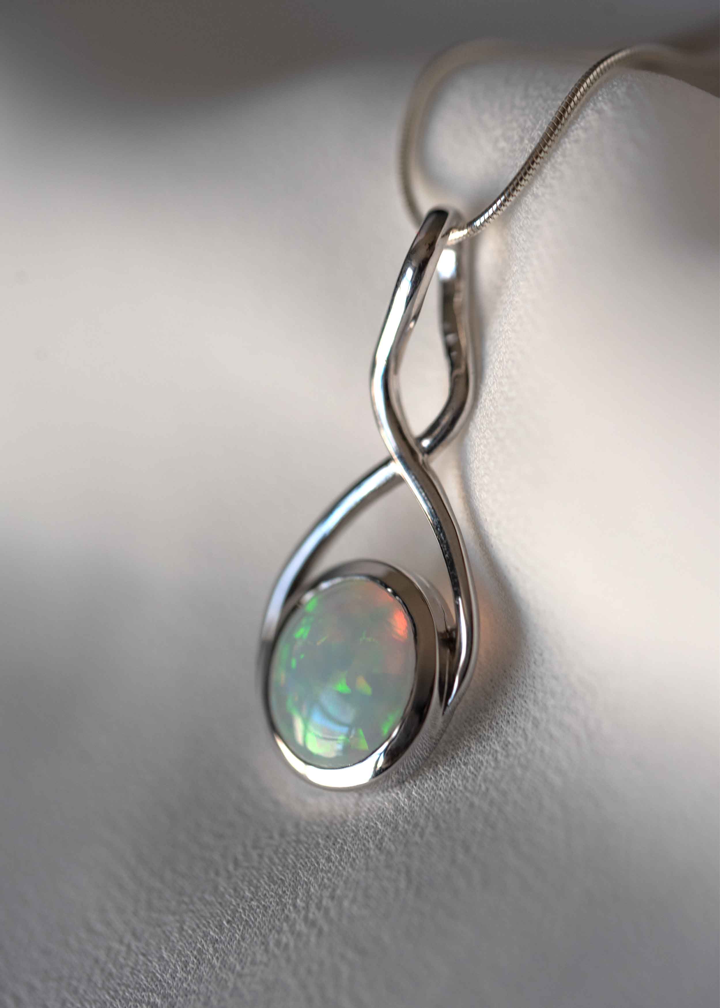Unique Opal Necklace in sterling silver Best Gifts for Mom Wife Gifts