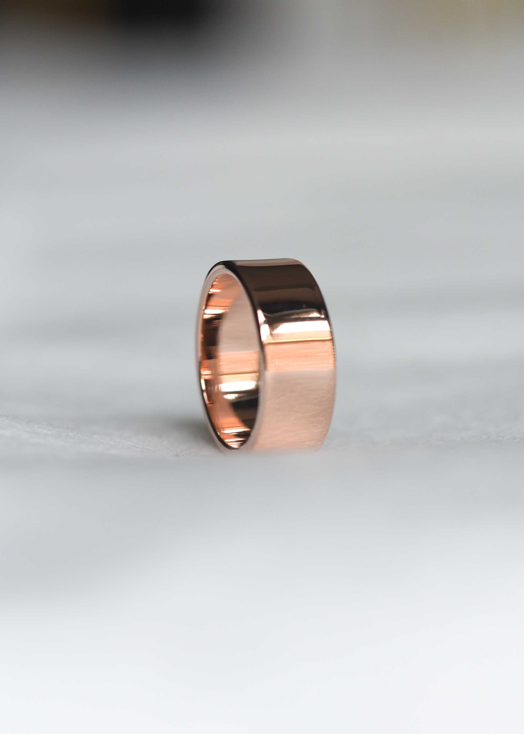 rose gold thick stacking ring, rose gold cigar band, wide ring, rose gold statement ring