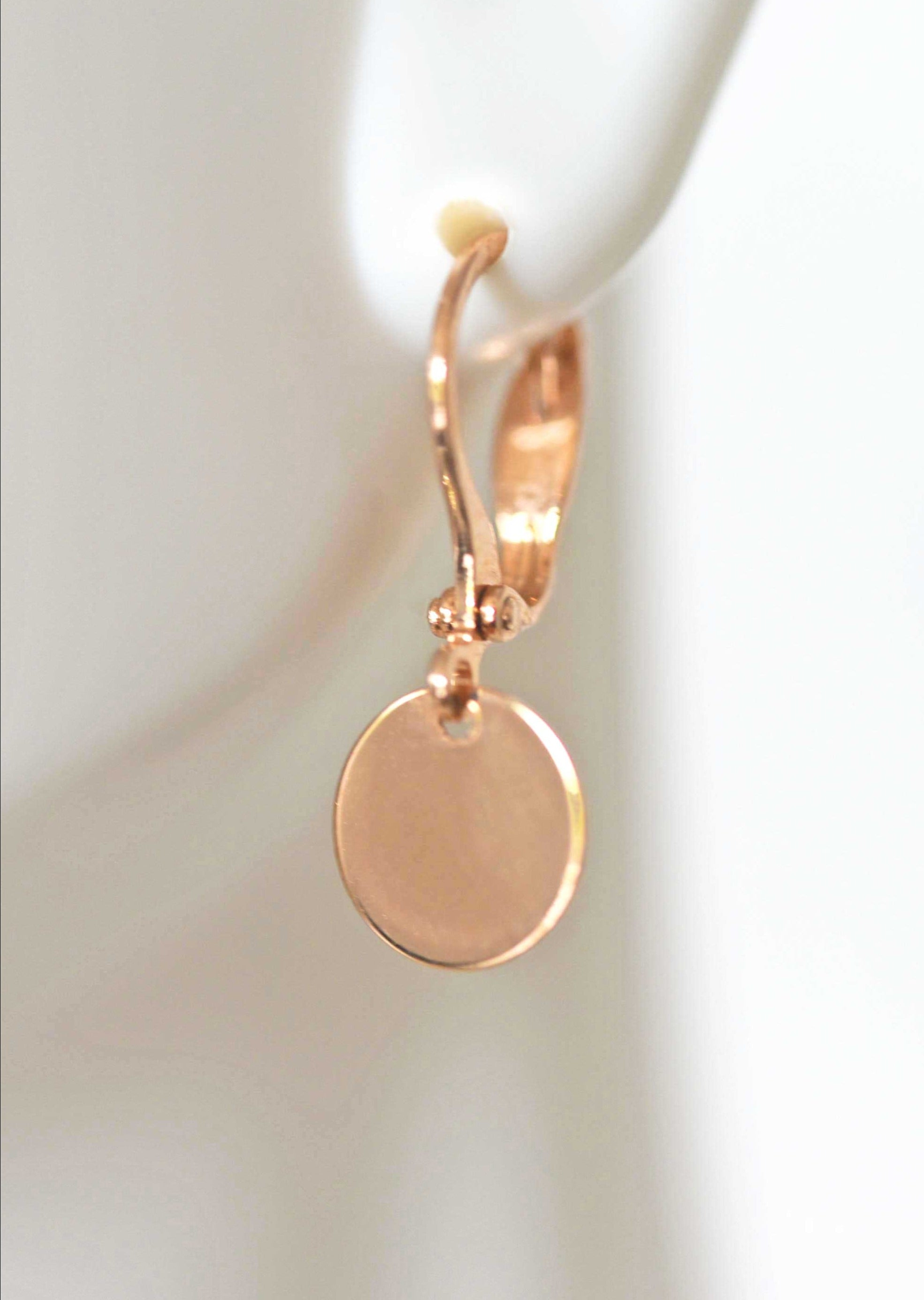 Simple Delicate Rose Gold Disc Earrings