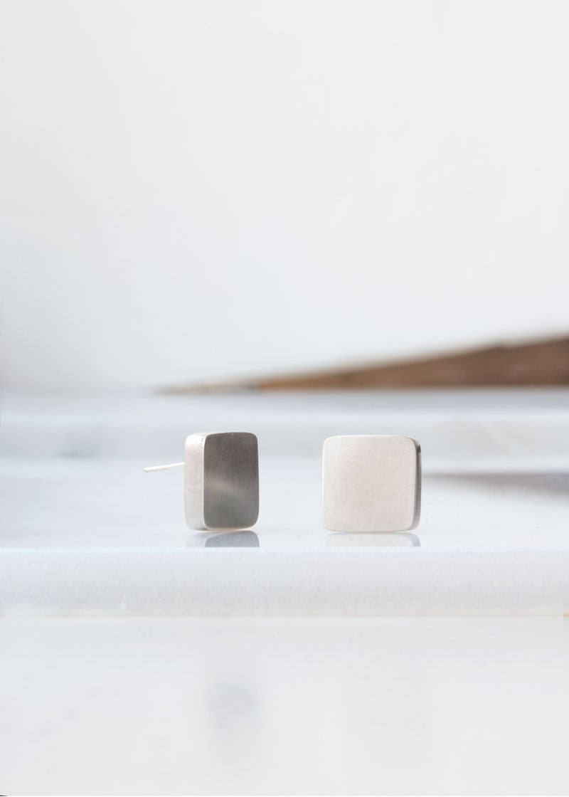 square studs, geometric stud earrings