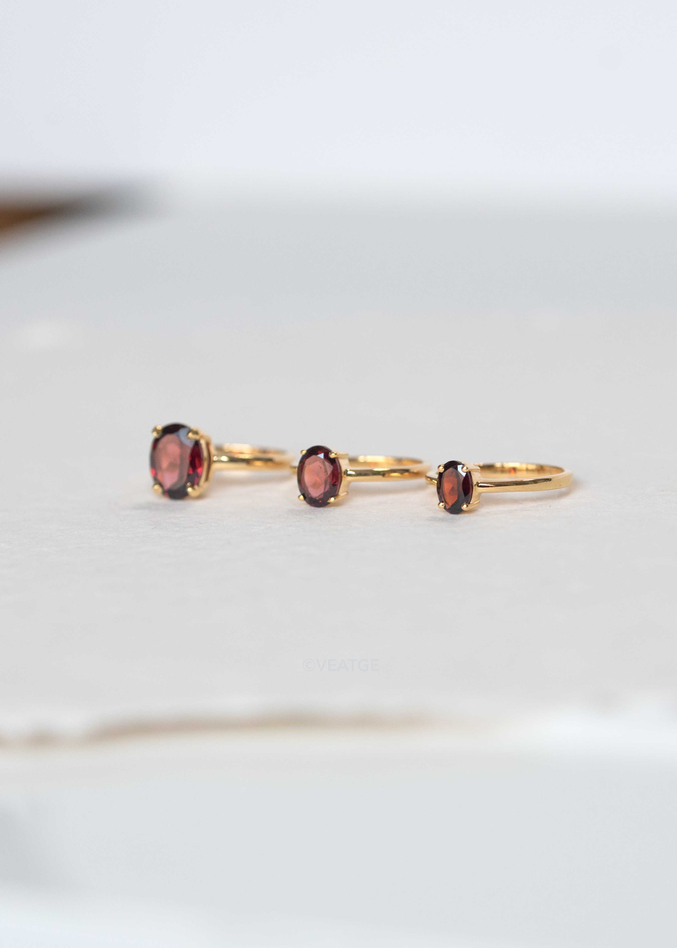 Garnet Rings Gold Vermeil Genuine natural red gemstone gifts for january birthstone women girls