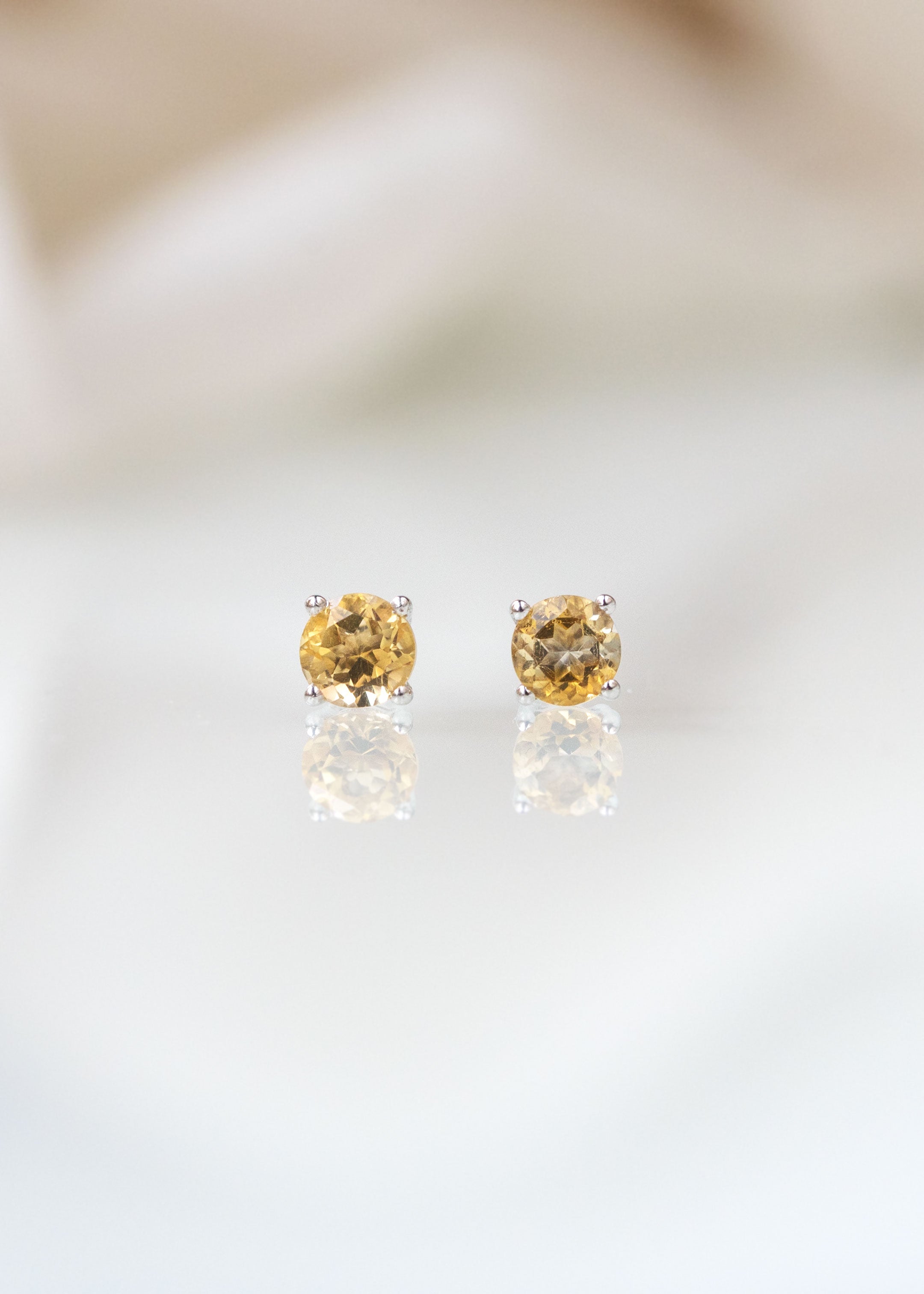Citrine Tiny Studs Earrings second piercing cartilage dainty sterling silver