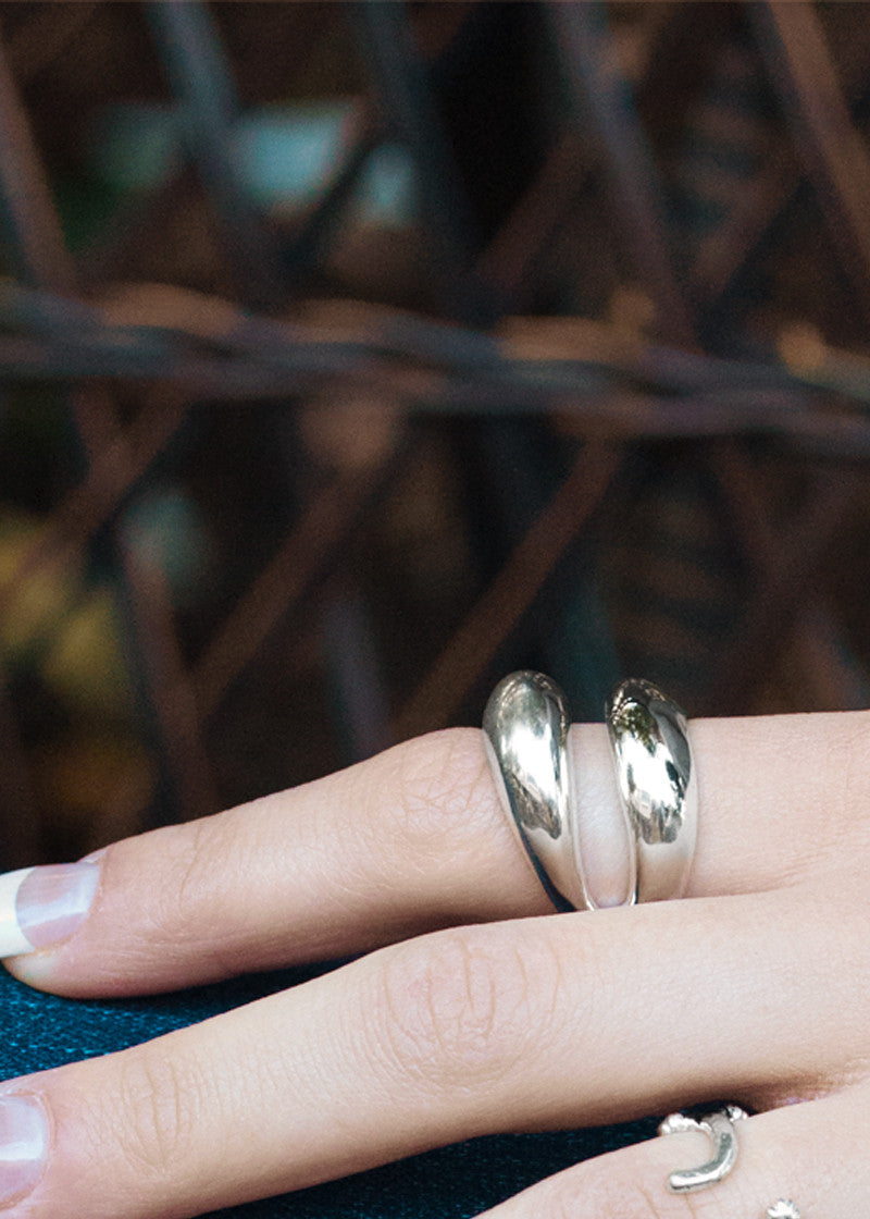 Two Dome Ring, Double Dome Ring Sterling Silver